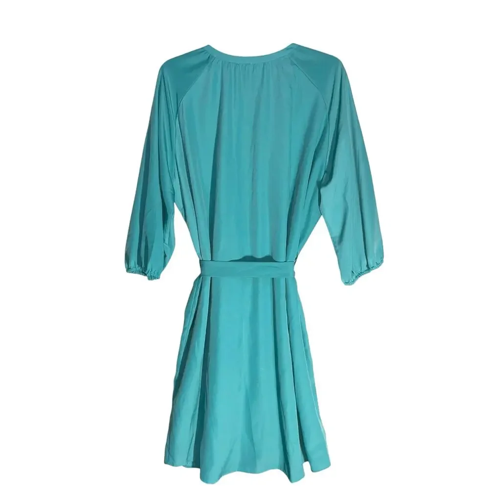 J. Peterman Aqua/Turquoise Button-Front Midi Dress - Picture 7 of 9